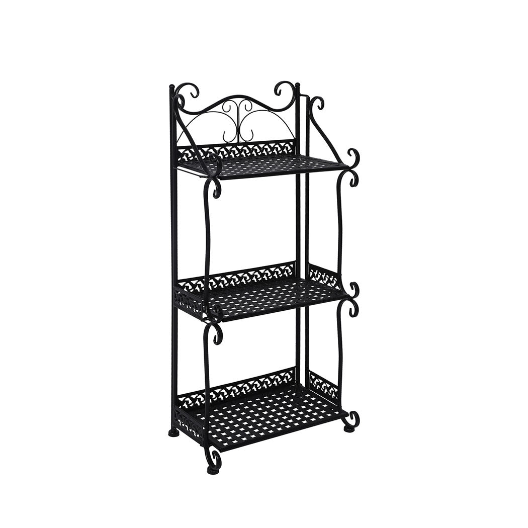 Levede Plant Stand 3 Tiers Outdoor Indoor Black-1954802667826057216