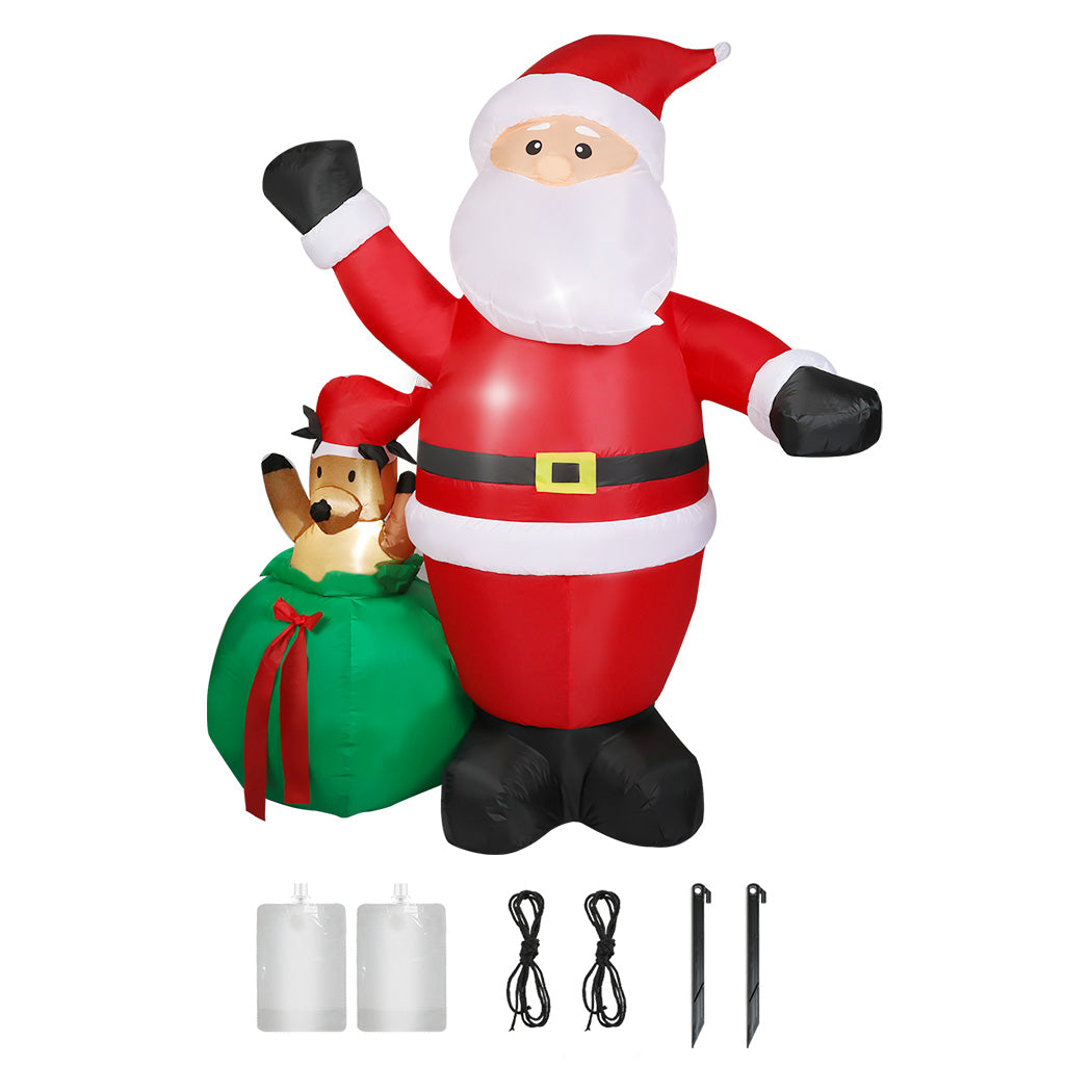 Santaco Christmas Inflatable Outdoor Santa Claus Elk 2.2M Xmas Decoration Light-1973194172844347392
