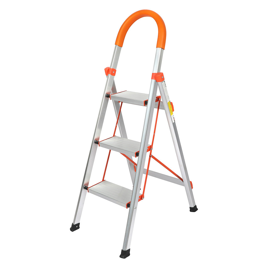 Traderight 3 Step Ladder Folding Aluminium-1954802742862155776