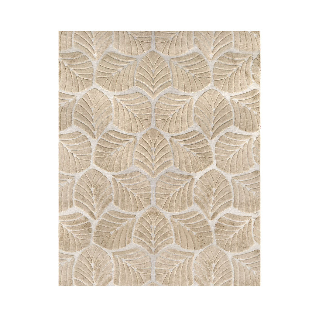 Marlow Floor Rug Soft Embossed Carpet Non Slip Plush Shaggy Rugs Leaf Pattern-1954802391215902720