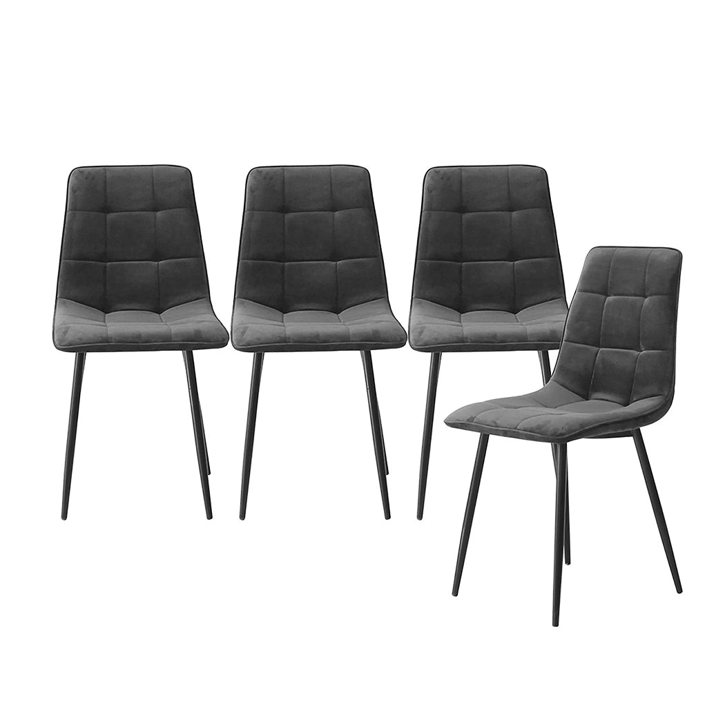 Levede 4x Dining Chairs Kitchen Velvet Grey-1954802984441483264