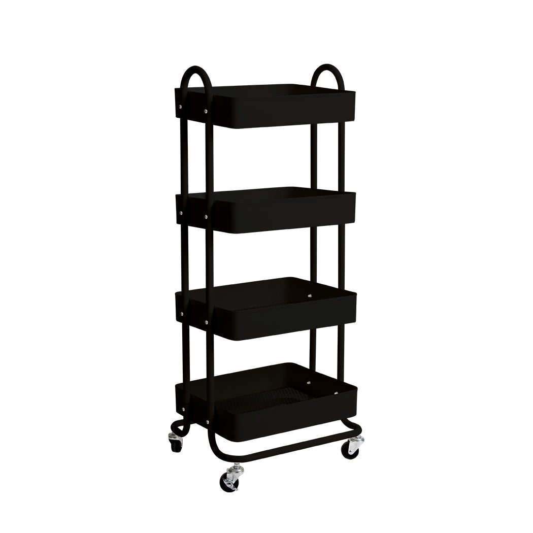 Levede 4 Tiers Kitchen Trolley Cart Black-1954802729071284224