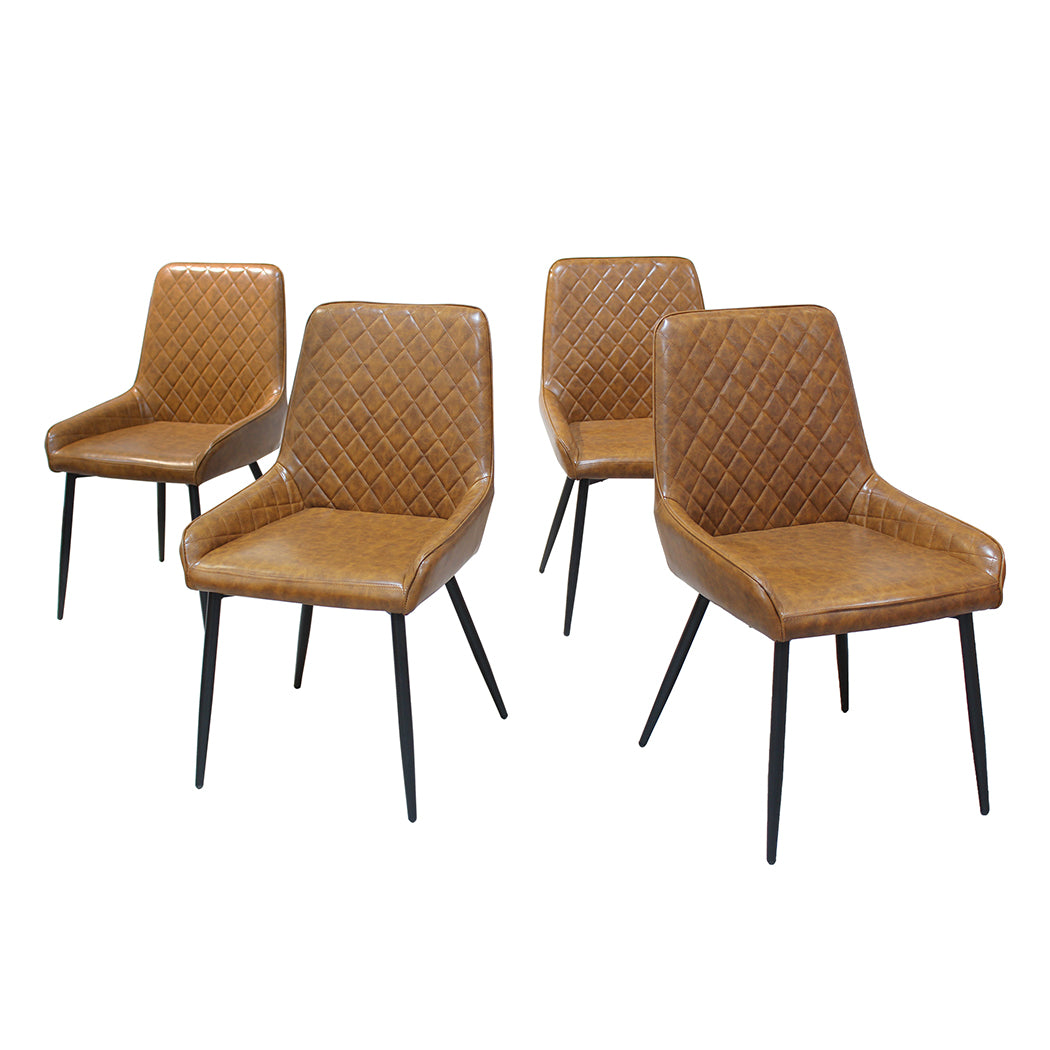 Dining Chairs x 4 Padded Seat PU Faux Leather-1954802379283107840