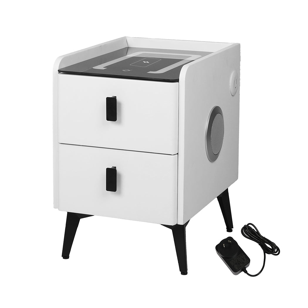 Levede Bedside Table LED Lights Drawers Storage-1954802385515843584