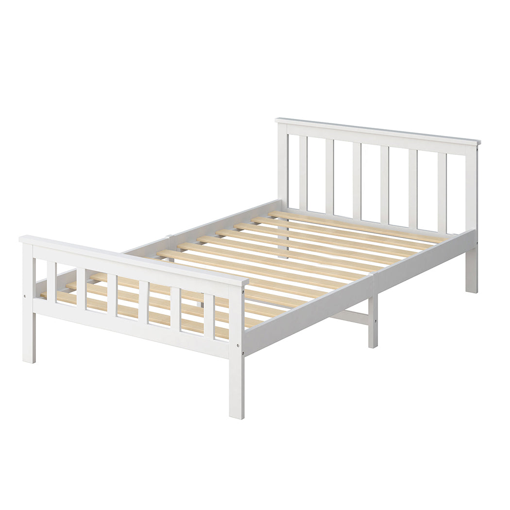 Levede Wooden Bed Frame King Single White-1910113206249066496