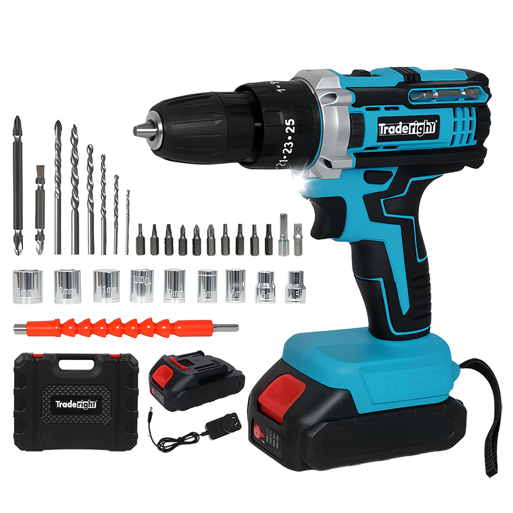 Traderight 21V Cordless Drill Driver Set 2×2.0Ah Battery-1973194184806502400