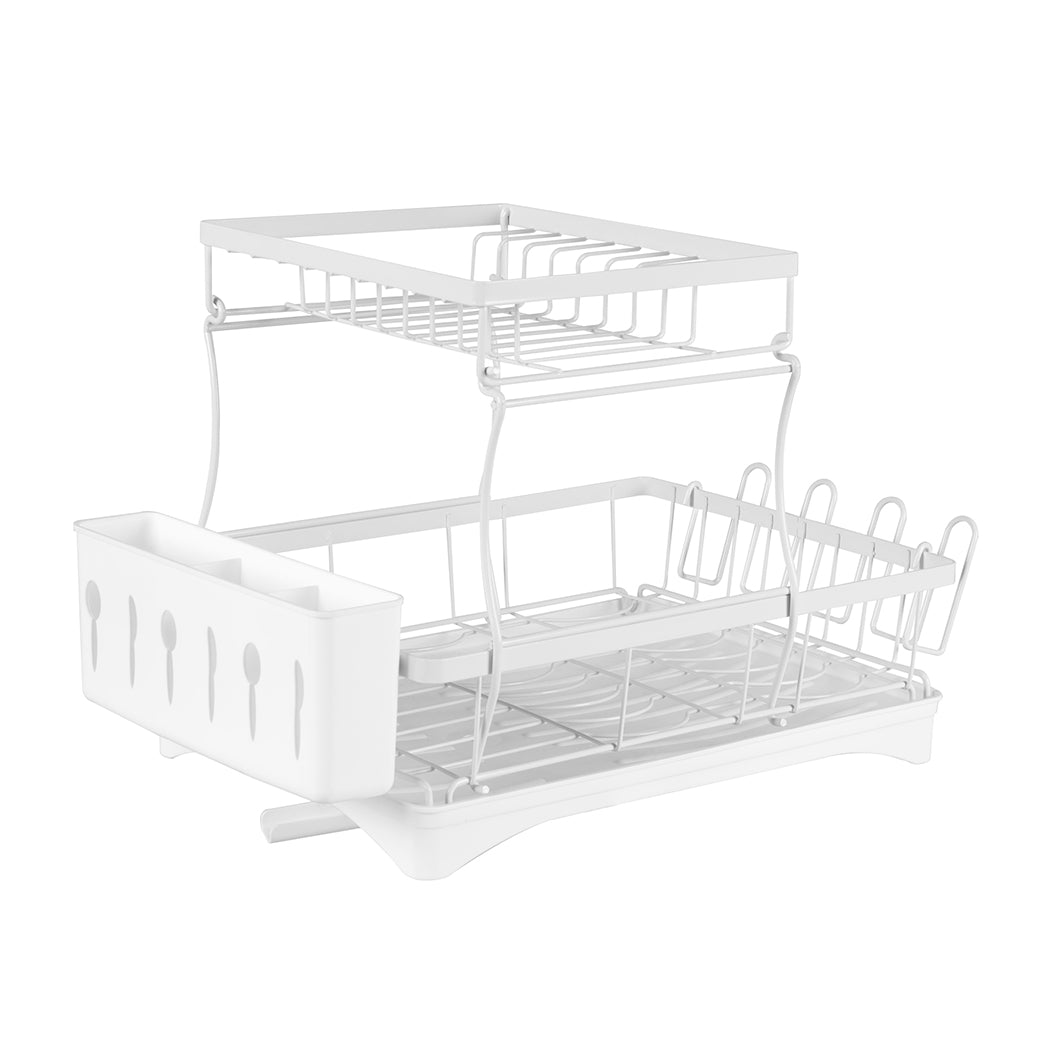 TOQUE Dish Rack Drying Drainer Kitchen White-1910113166860357632