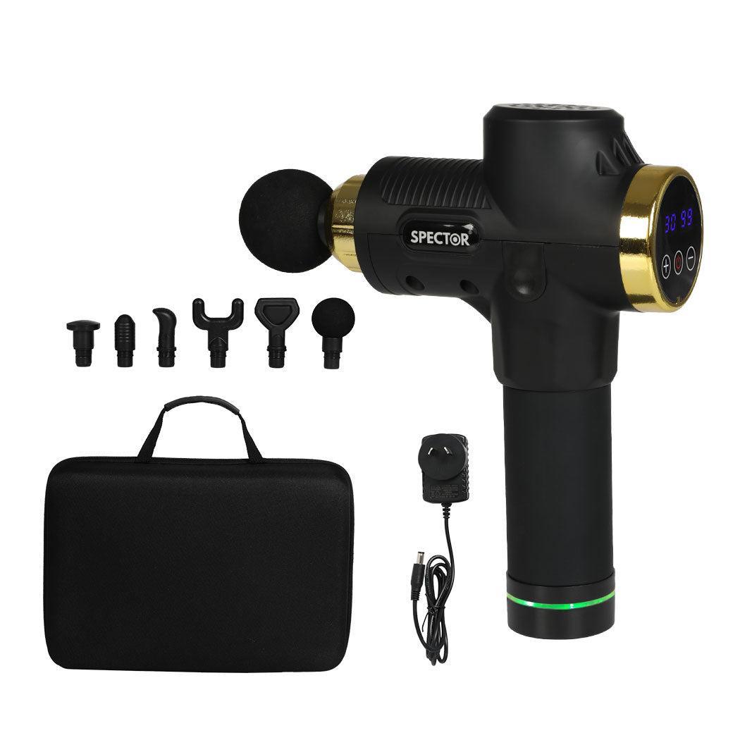 Spector Massage Gun 6 Heads Electric Black-1910112924056293376