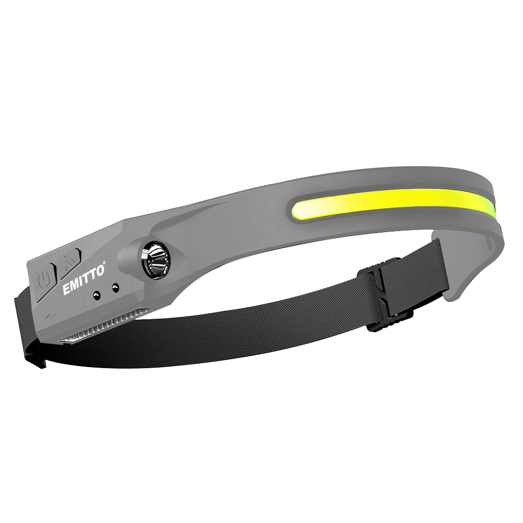 EMITTO COB LED Headlamp Torch Camping Grey-1919892862842048512