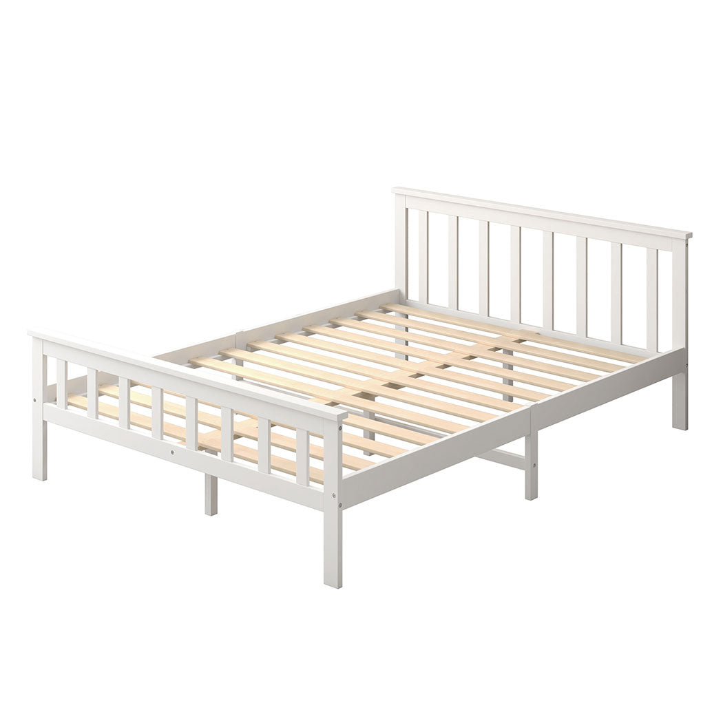 Levede Wooden Bed Frame Queen Size Mattress White-1910113206572027904