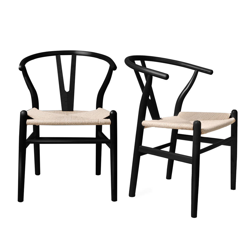 Levede 2x Dining Chairs Wooden Hans Black-1954802980578529280