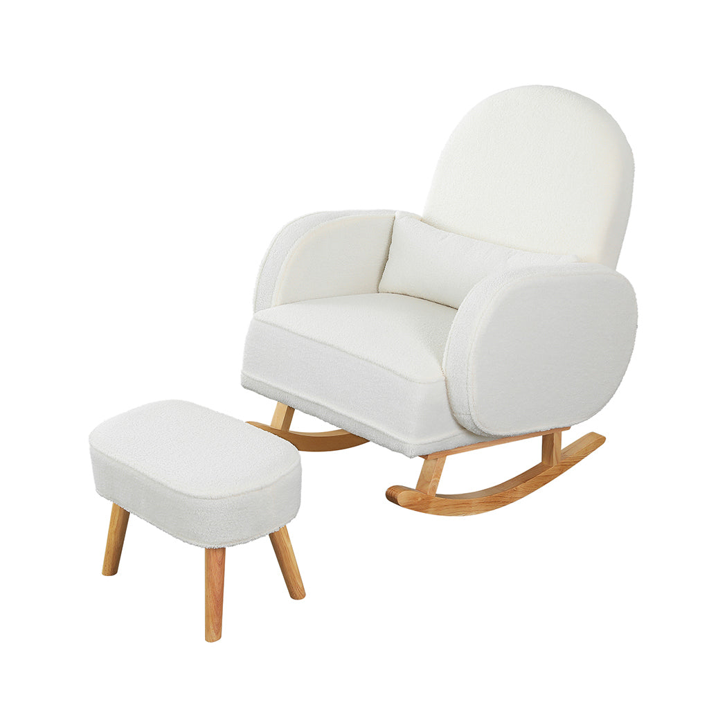 Levede Fleece Rocking Chair with footstool-1954802380063248384