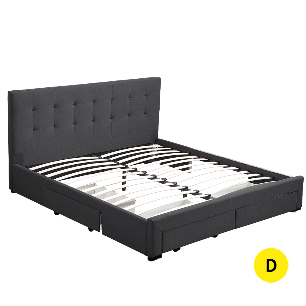 Levede Fabric Bed Frame Double Tufted Dark Grey-1910113204252577792