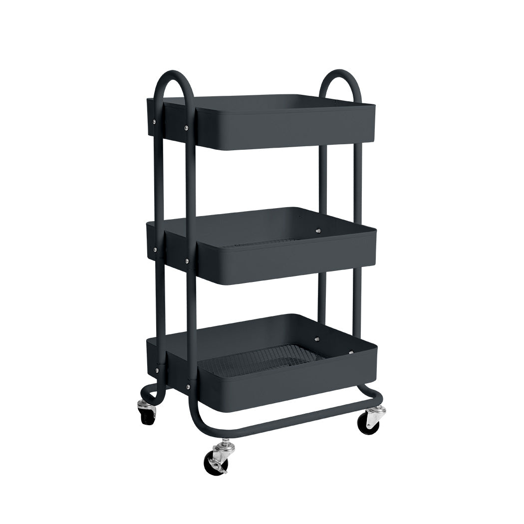 Levede 3 Tiers Kitchen Trolley Cart Grey-1954802728517636096