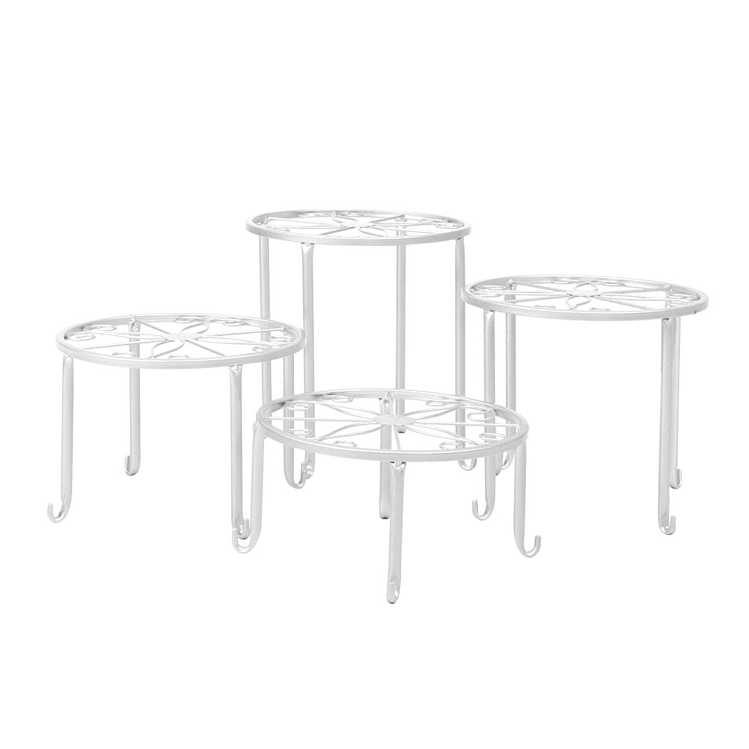 4 x Levede Metal Plant Stand Outdoor White-1910112294310907904
