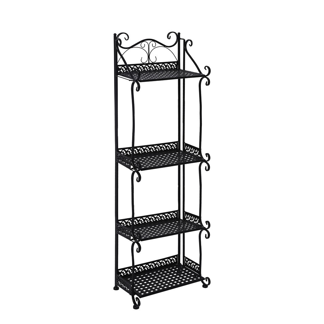 Levede Plant Stand 4 Tiers Outdoor Indoor Black-1910112301181177856