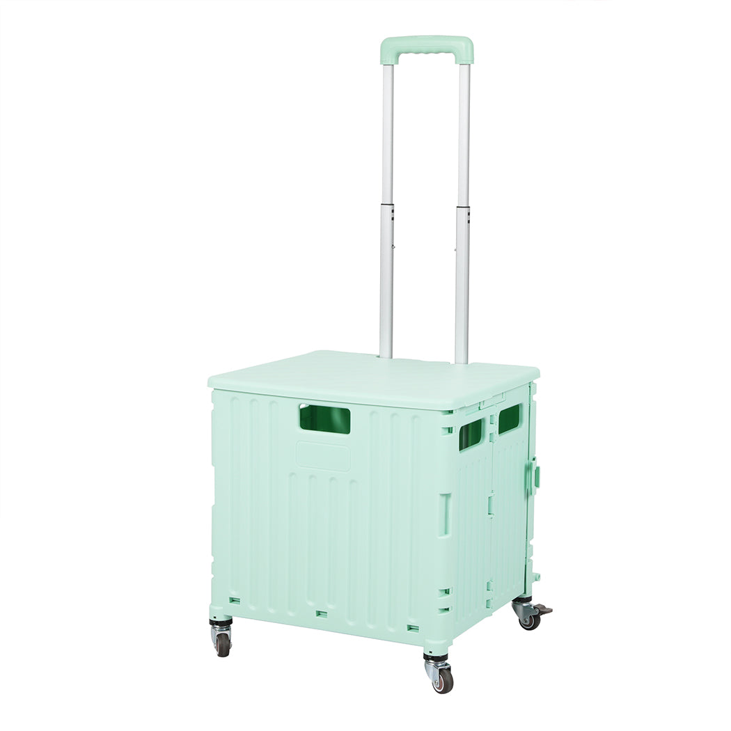 Folding Shopping Trolley Cart Portable Green-1954802609806249984