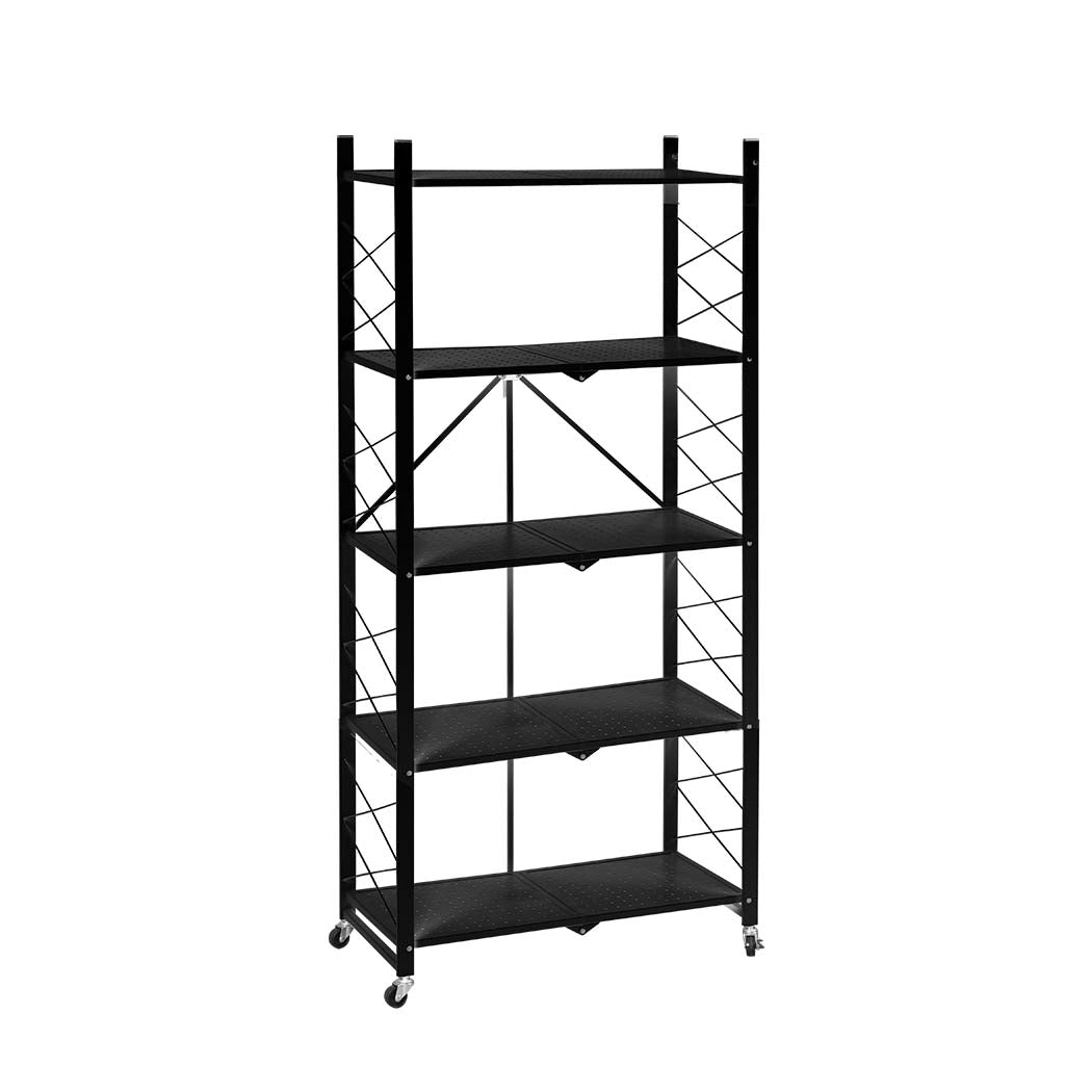 Levede Foldable Storage Shelf Display Black 5 Tiers-1917016718870450176