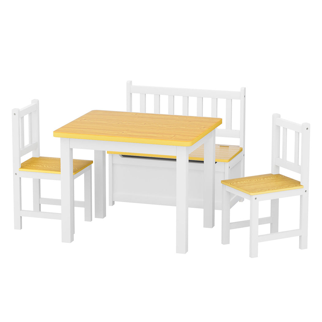 Bopeep Kids Table and Chairs Set Wooden Study Play 4PCS-1954802474309259264