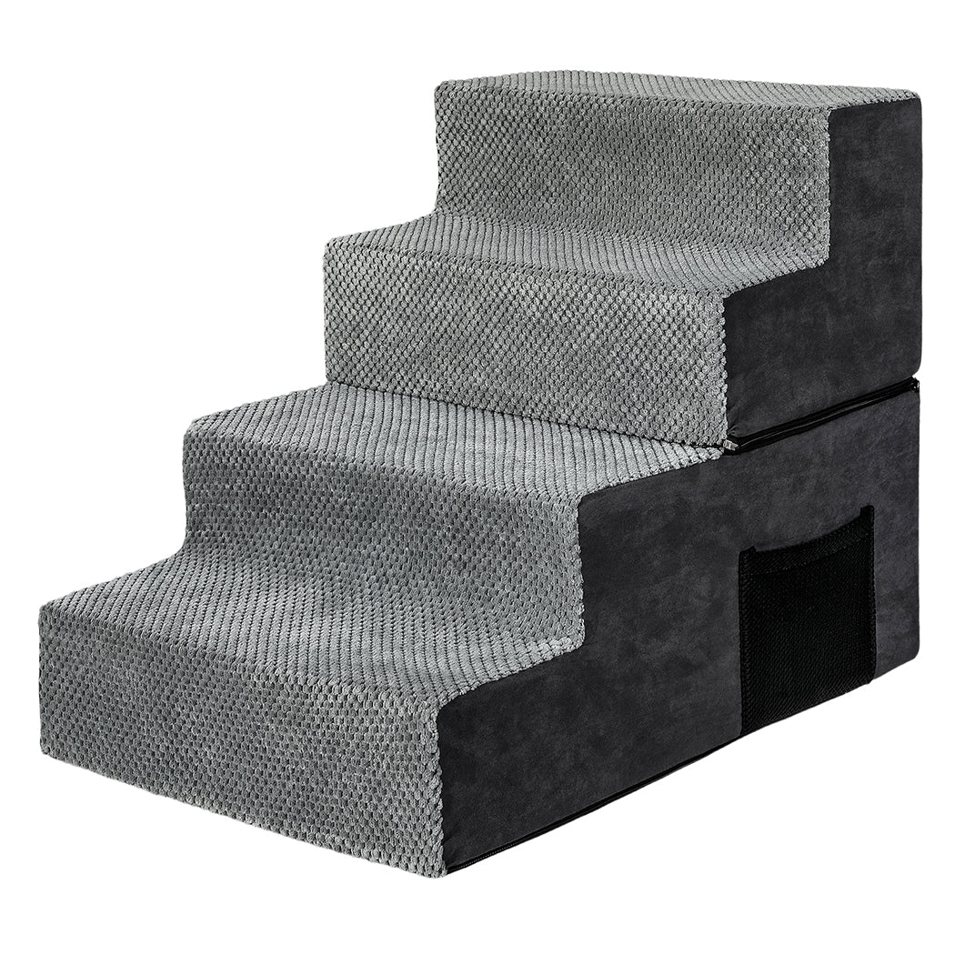 Pawz 4 Steps Pet Stairs Dog Ramp High Density Foam Grey-1973193605396959232
