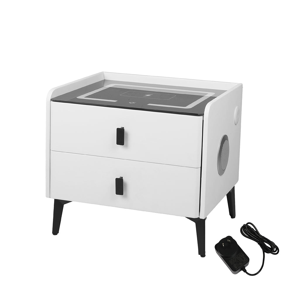 Levede Bedside Table LED Lights Drawers Storage-1954802385163522048