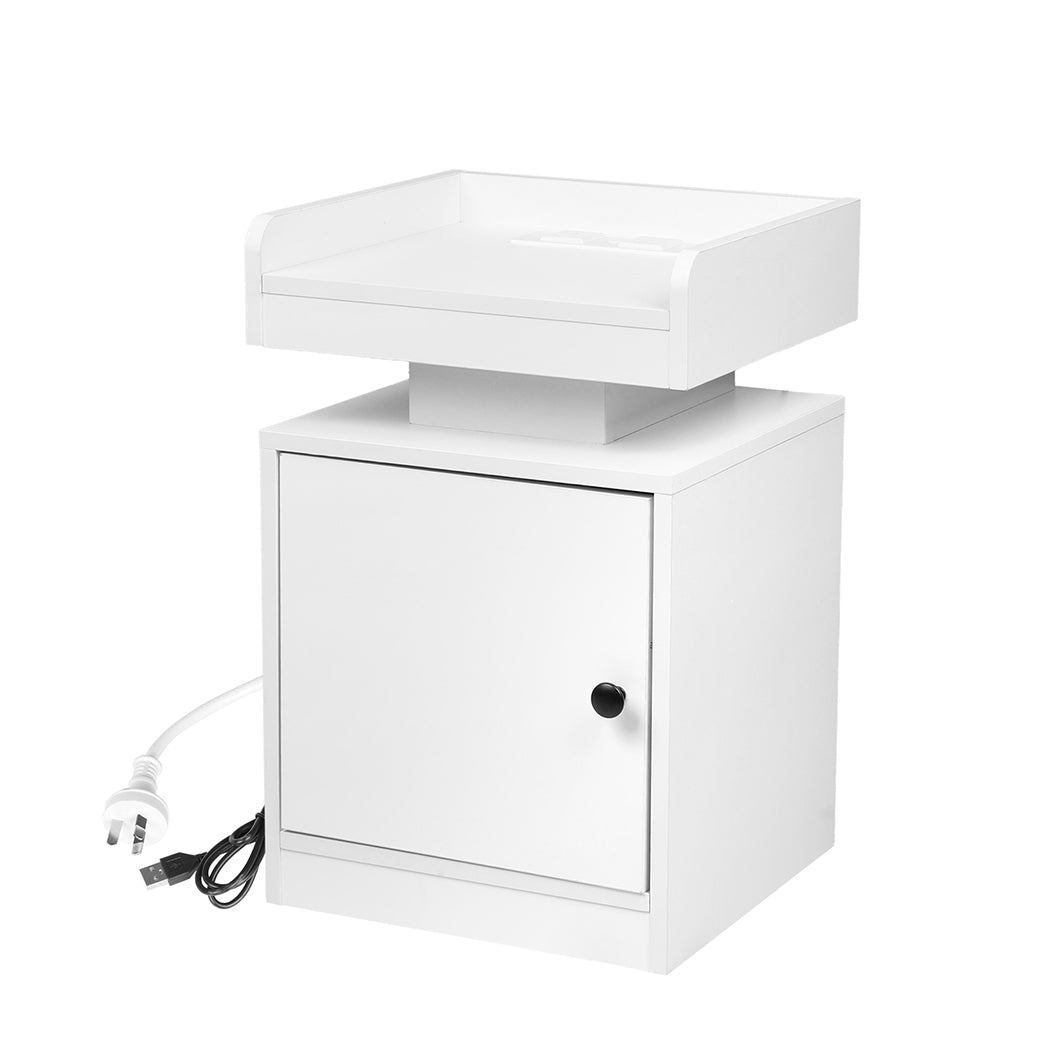 Levede Bedside Table USB Charger Outlet RGB White-1963748908136009728