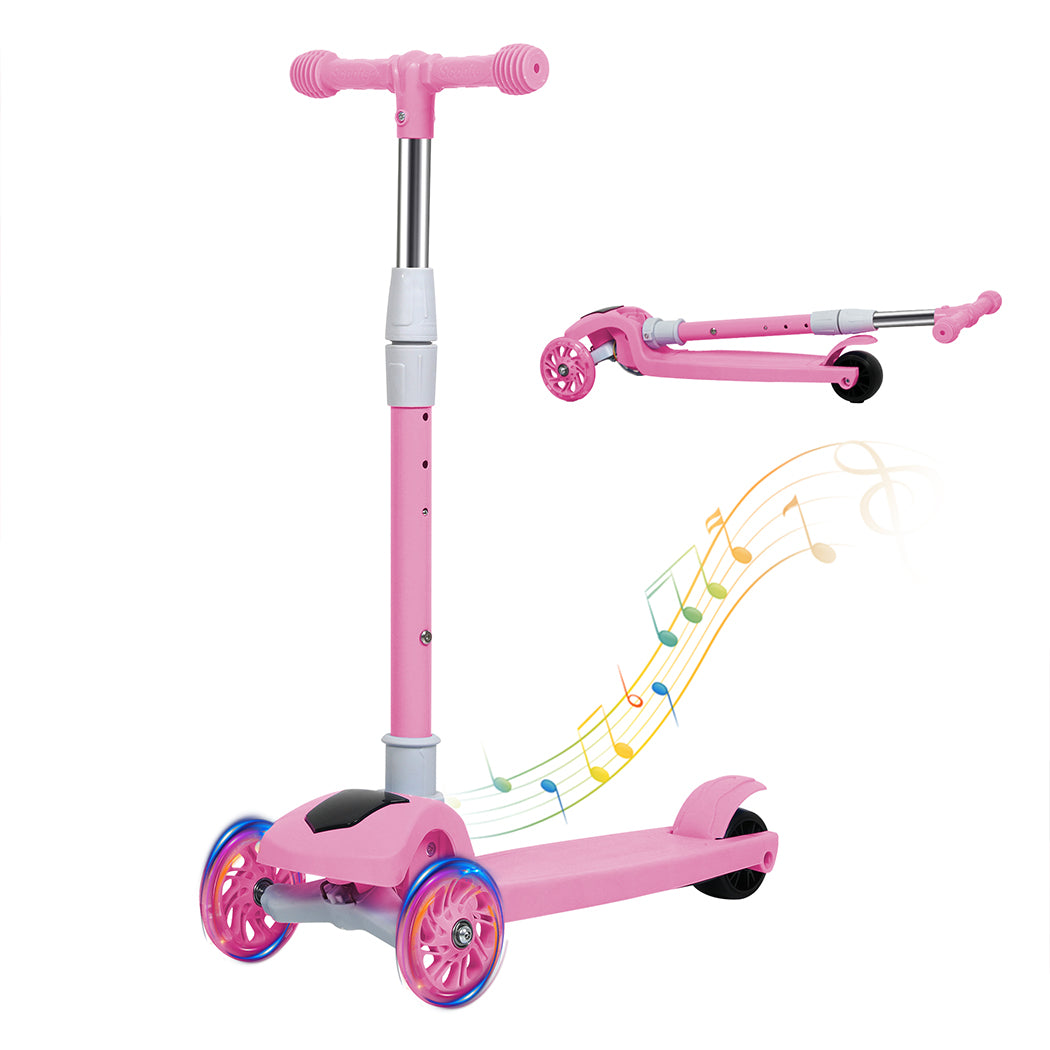Bopeep Foldable Kids Scooter LED Music Pink-1954802362795298816