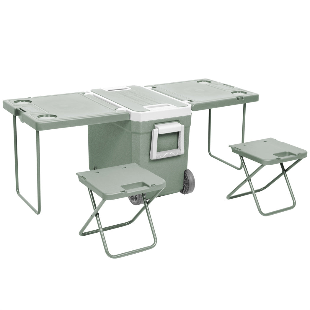 Mountview Cooler Ice Box With Table Chair 32L Portable Wheeled Camping Outdoor-1910112213910294528