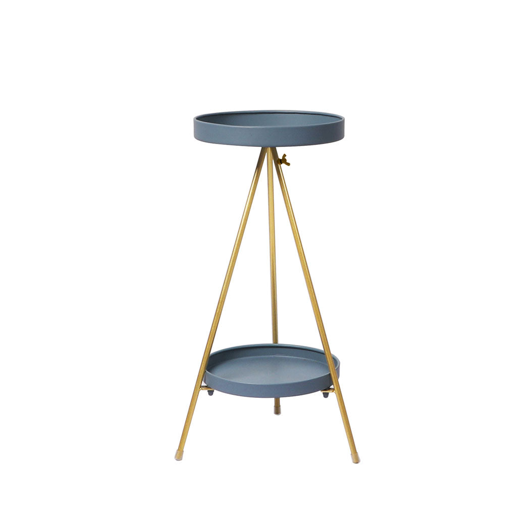 Levede Plant Stand 2 Tiers Outdoor Indoor Grey Gold Medium-1954802668920770561