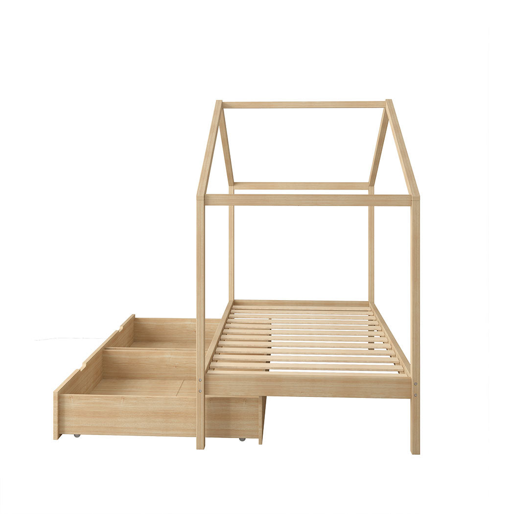 Levede Bed Frame Wooden Single Timber Natural-1919892911835713537