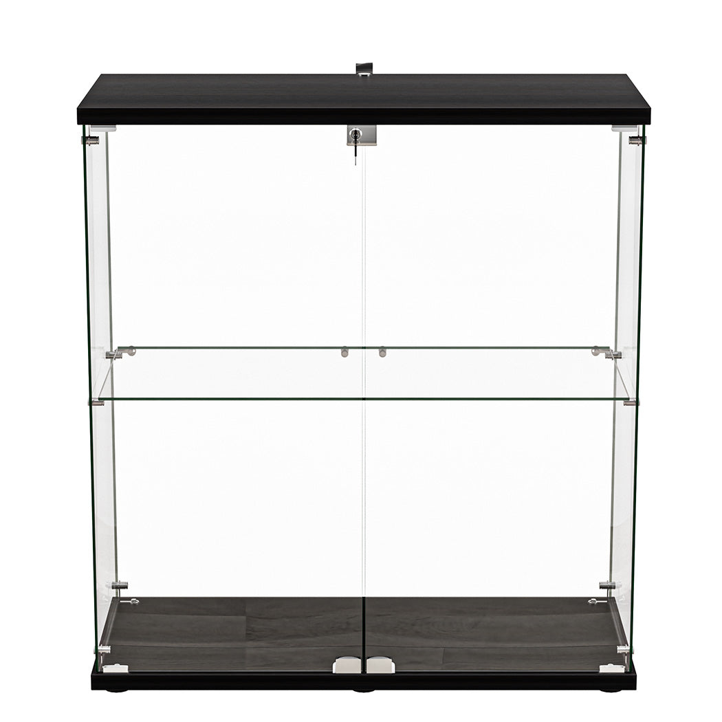 Stacked Glass Display Cabinet Lockable Collections Storage 2 Tier Shelf 2 Door-1954802399797448705