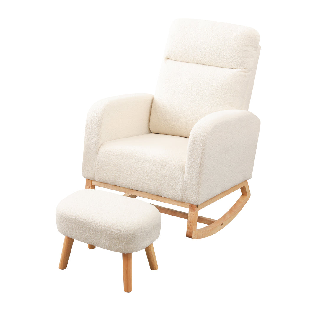 Levede Rocking Chair Ottoman Footrest With Side Pocket-1954802459419480065