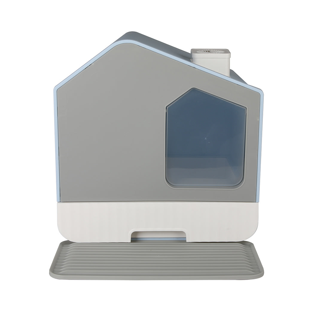 PaWz Fully Enclosed Cat Litter Box Mat Blue-1954802565841555457