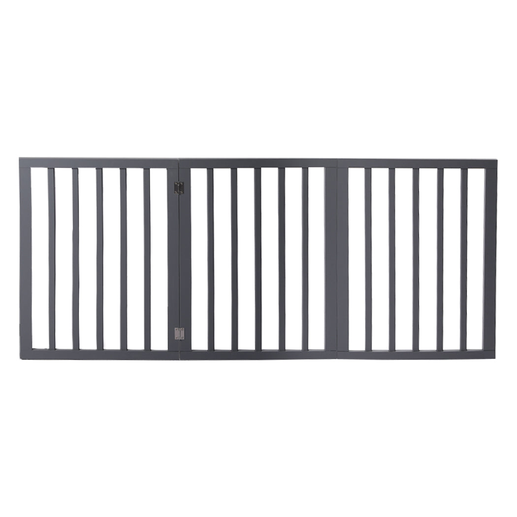 Wooden Pet Gate Dog Fence Retractable Grey 2000x 3MM-1954802528331894785