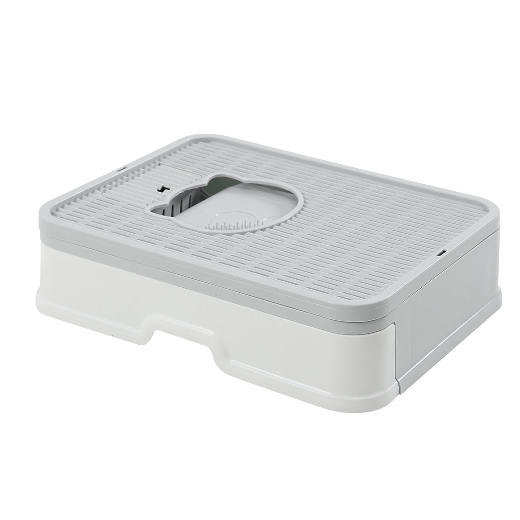 PaWz Foldable Cat Litter Box Tray Enclosed Grey-1954802553015373825