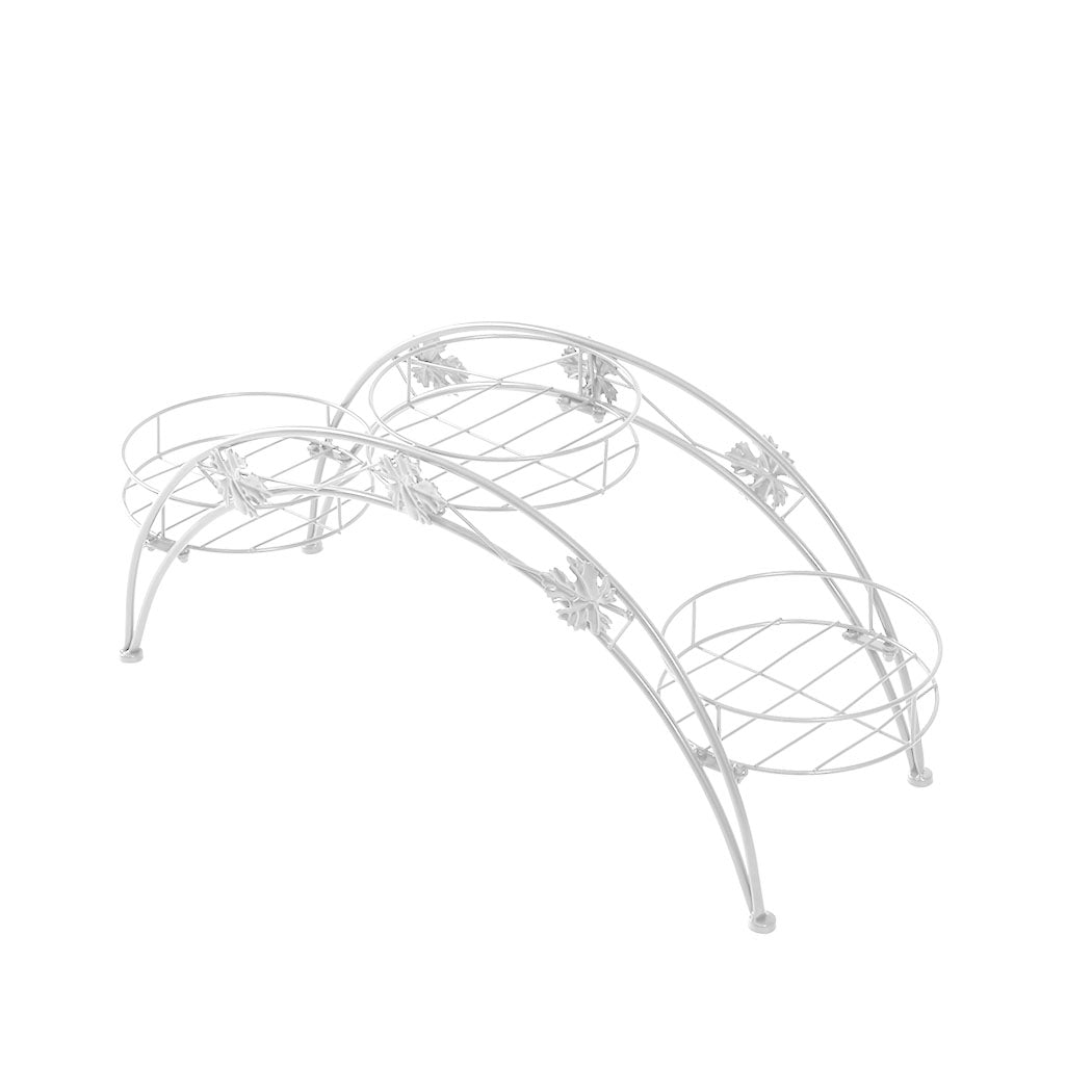 Levede Plant Stand Outdoor Indoor Metal White-1910112292683517953