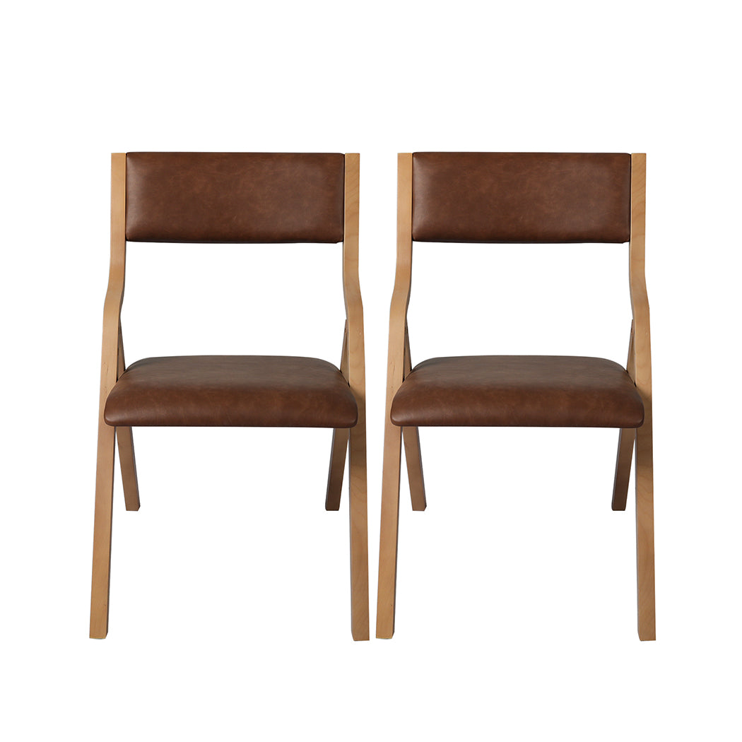 Levede 6x Dining Chairs Foldable PU Tan-1973193563021905921