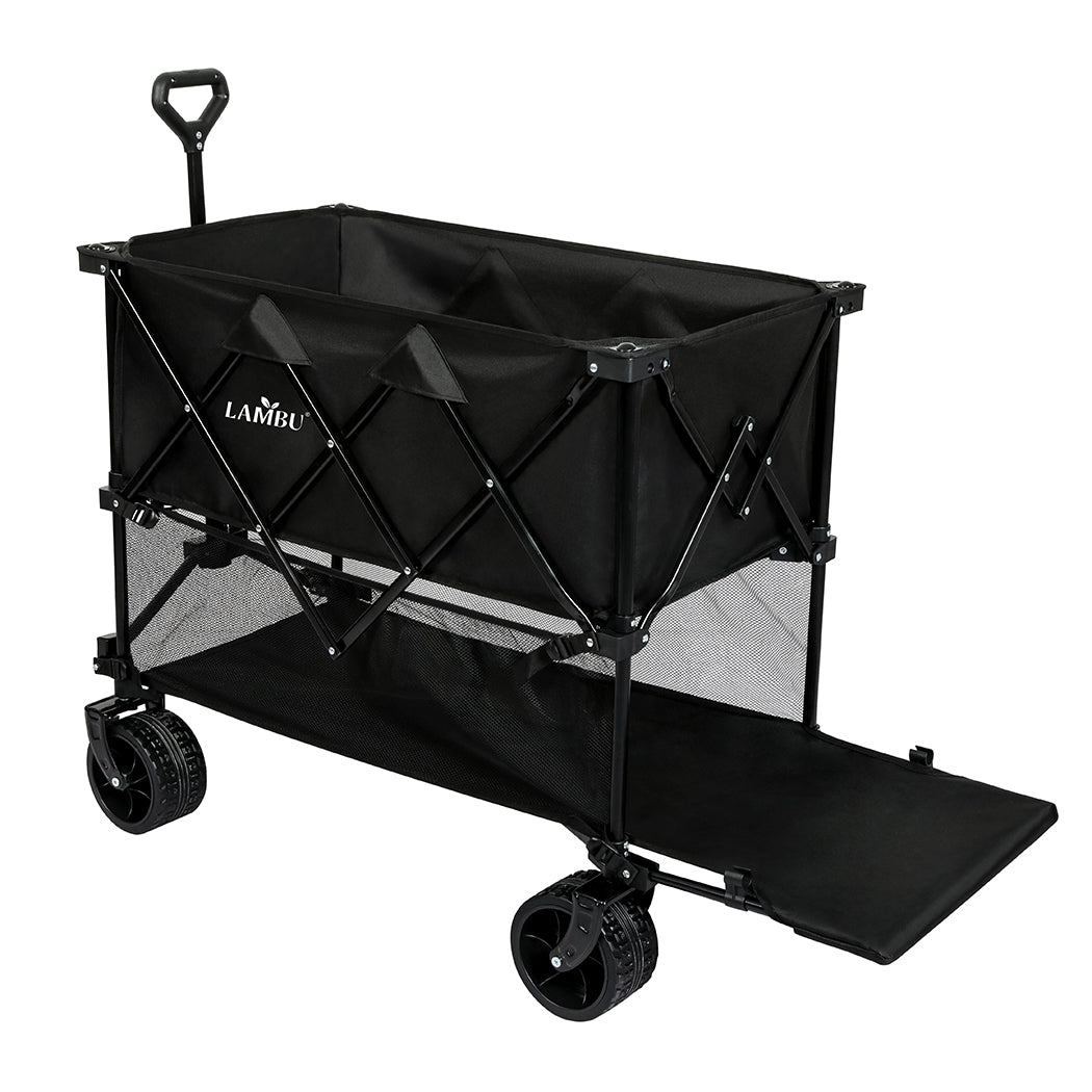 Lambu Folding Wagon Cart Double Shelves-1954802442352857089