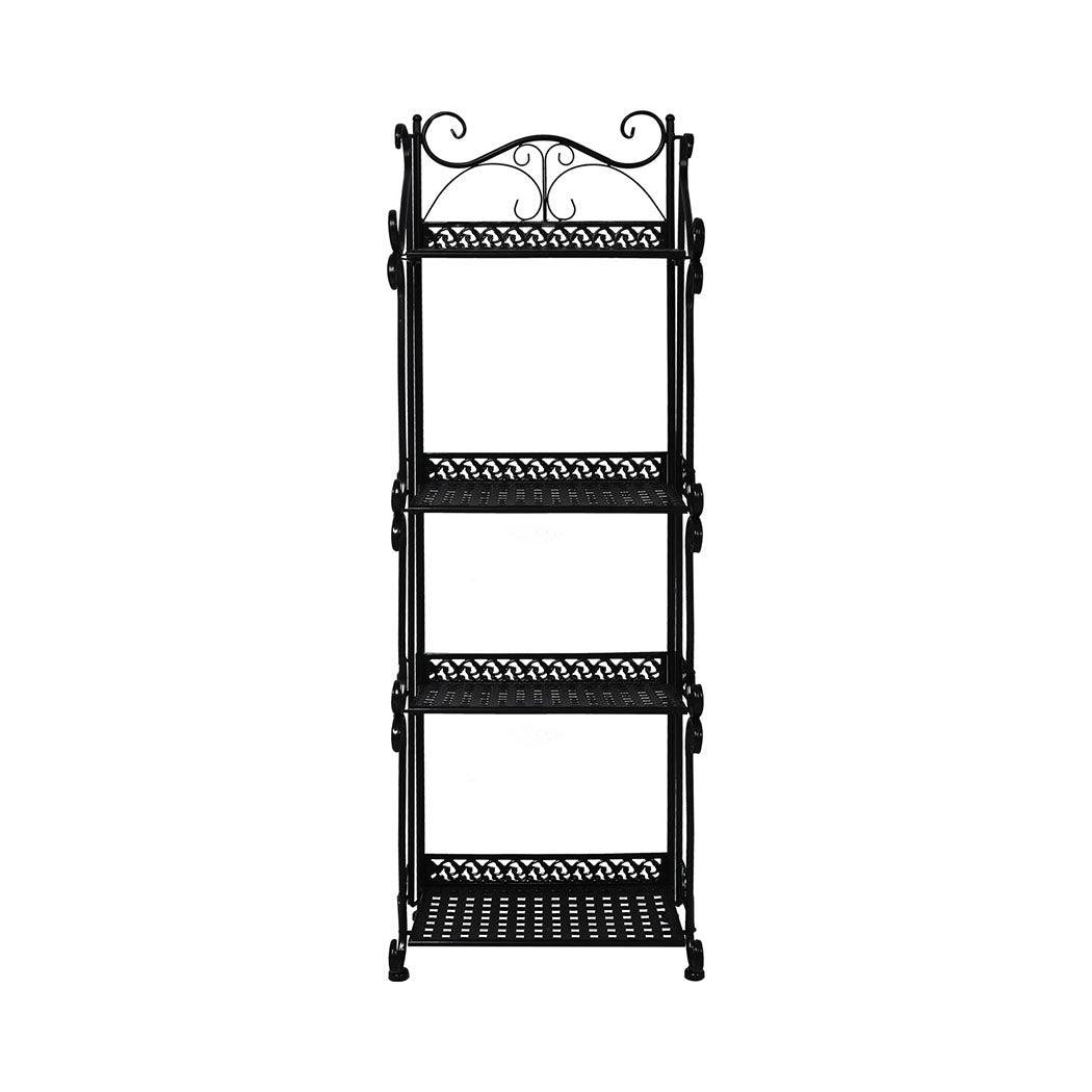 Levede Plant Stand 4 Tiers Outdoor Indoor Black-1954802668031578113