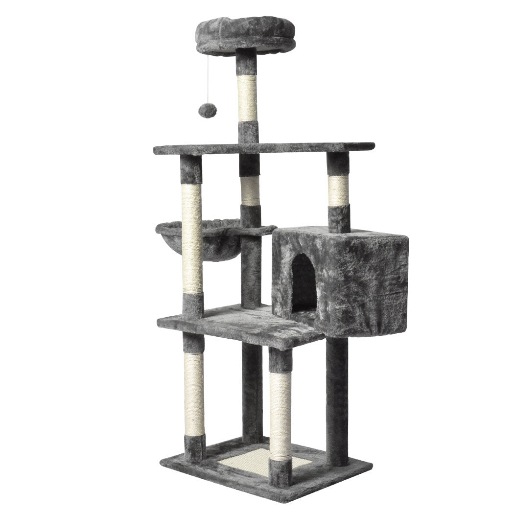 PaWz 130cm Cat Tree Toy Scratching Post Grey-1954802766522224641