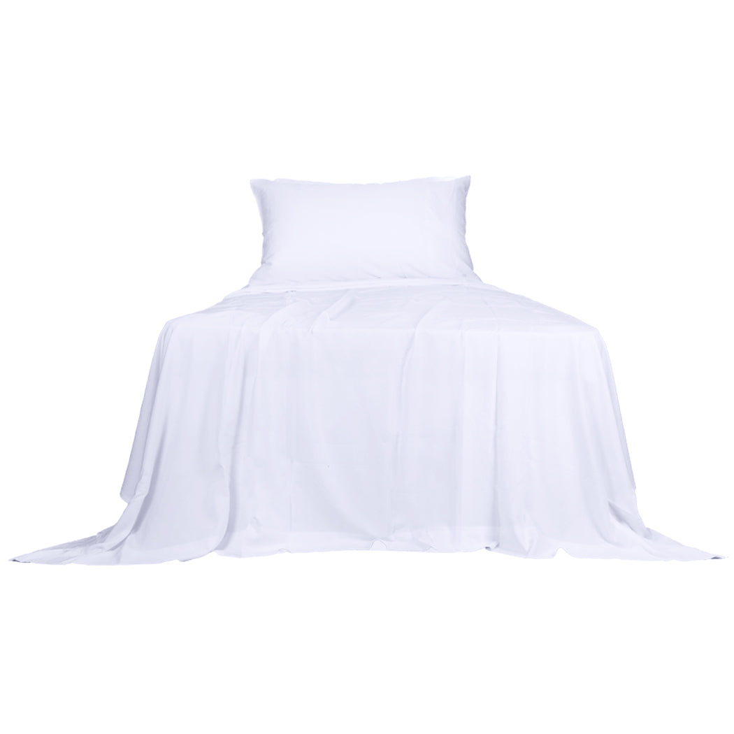 Dreamz 3pcs Sinigle Size 100% Bamboo Bed Sheet Set in White Colour Single-1954802921774387201