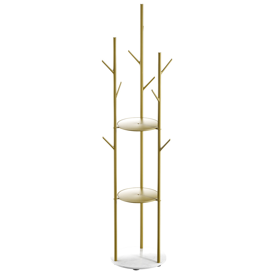 Levede Coat Rack Clothes Stand 8 Hook Organizer Gold-1954803015403835393