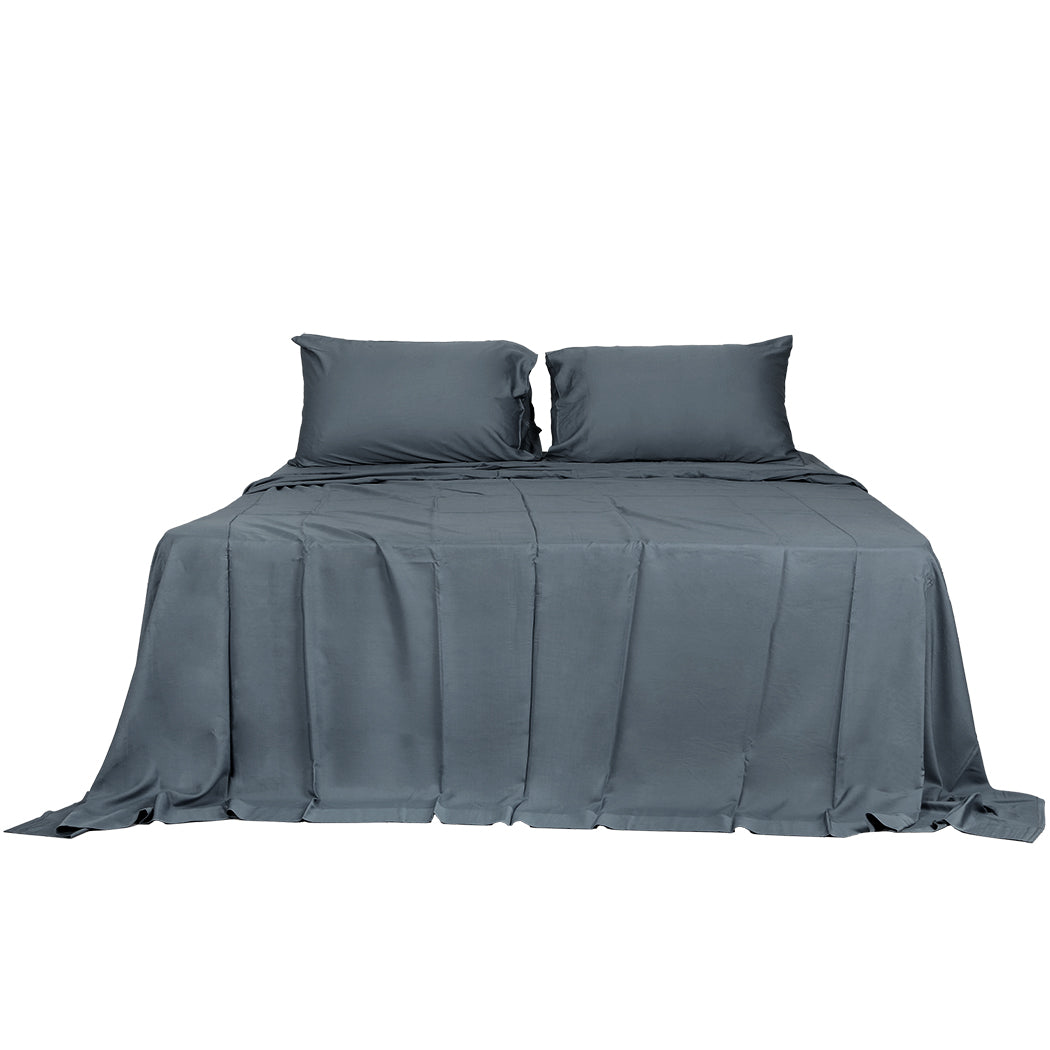 Dreamz 4pcs King Size 100% Bamboo Bed Sheet Set in Charcoal Colour-1954802919740149761