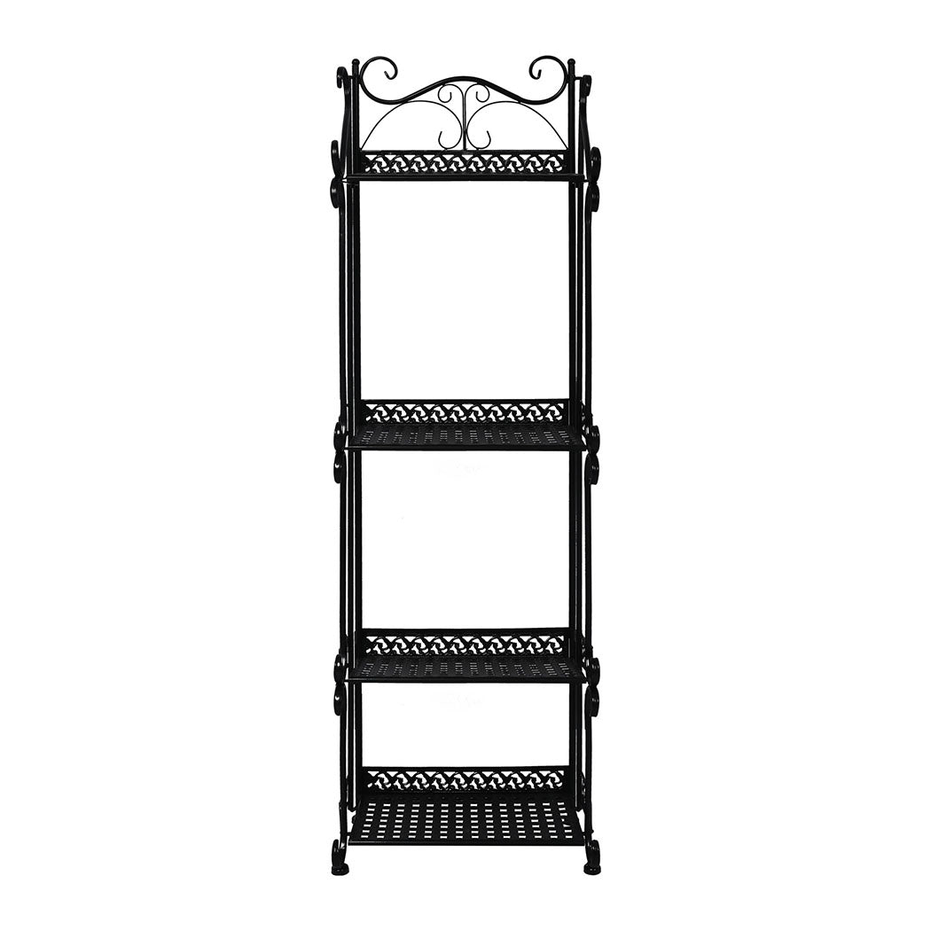 Levede Plant Stand 4 Tiers Outdoor Indoor Black-1910112301181177857