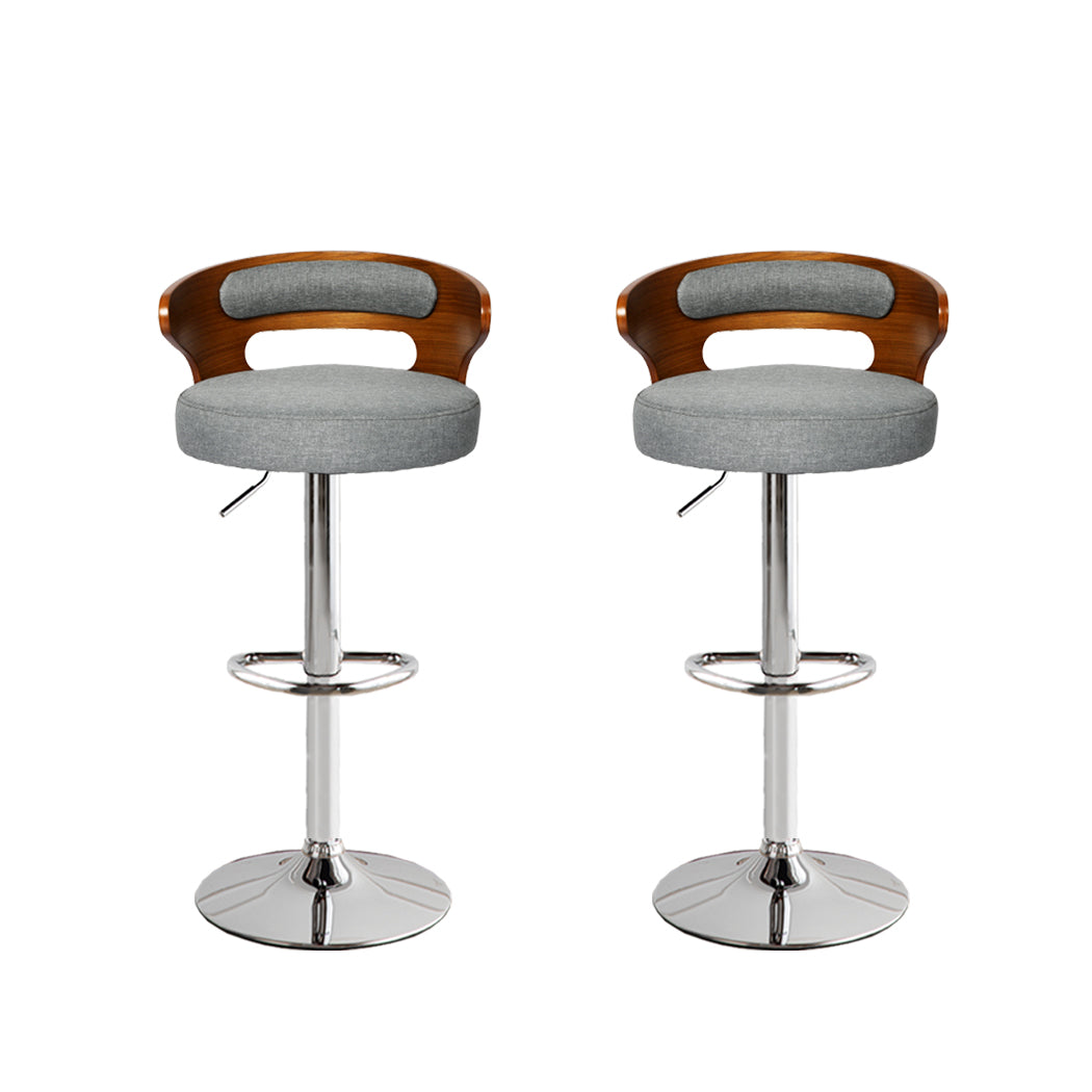 Levede 1x Kitchen Bar Stools Gas Lift Grey Silver-1954802951906267136