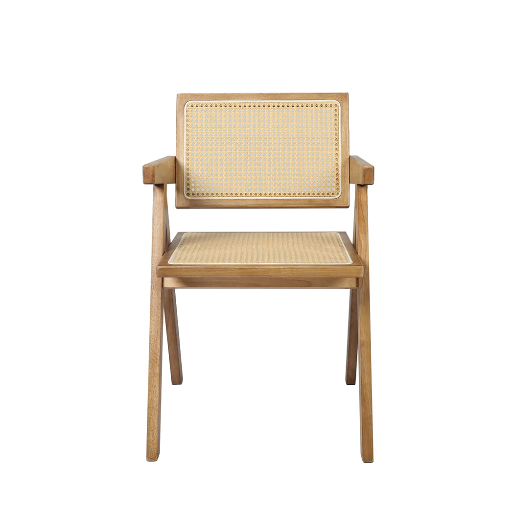 Levede 1x Dining Chair Solid Wood Rattan Natural-1954802993924804609