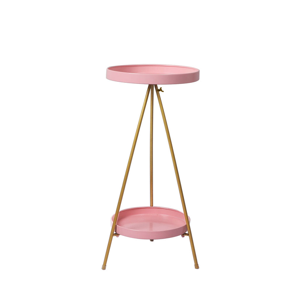 Levede Plant Stand 2 Tiers Outdoor Indoor Pink Gold Medium-1954802669092737025