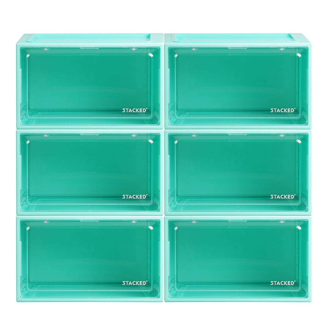 Stacked 6x Sneaker Display Case Shoe Cyan-1910112539350536193