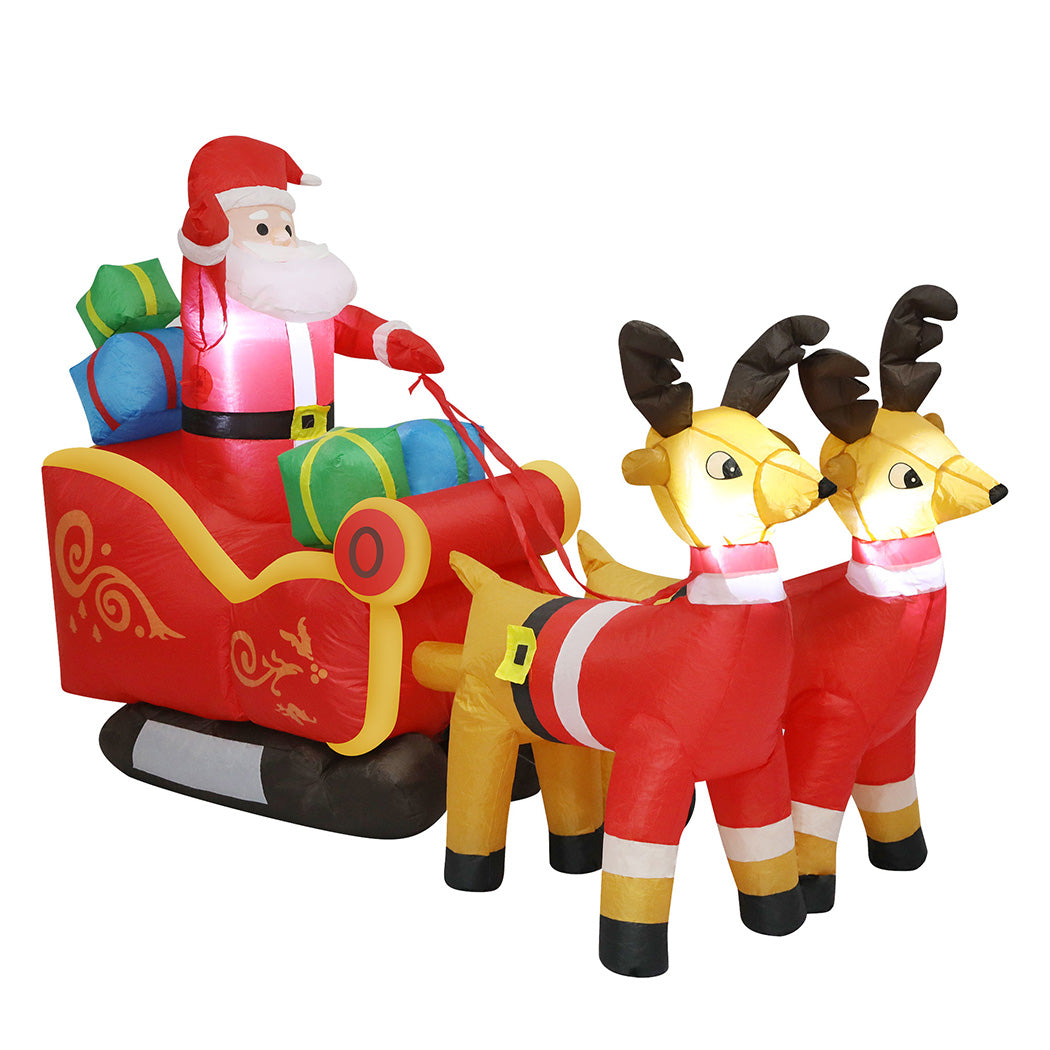Santaco LED Inflatable Santa Sleigh Reindeer 2.2M-1973194173599322113