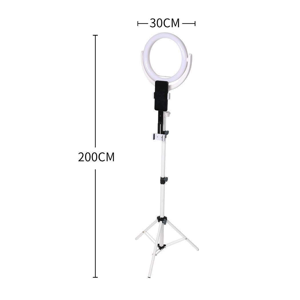 12'' LED Ring Light with Tripod Stand White-1919892833343508482